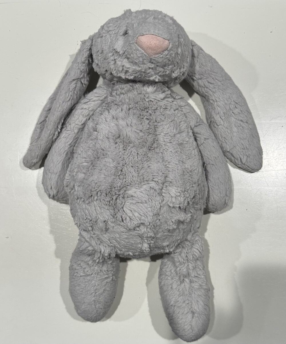 Jellycat Bashful Bunny Gray Plush Toy Large London Lovey Soft Toy Floppy 16"